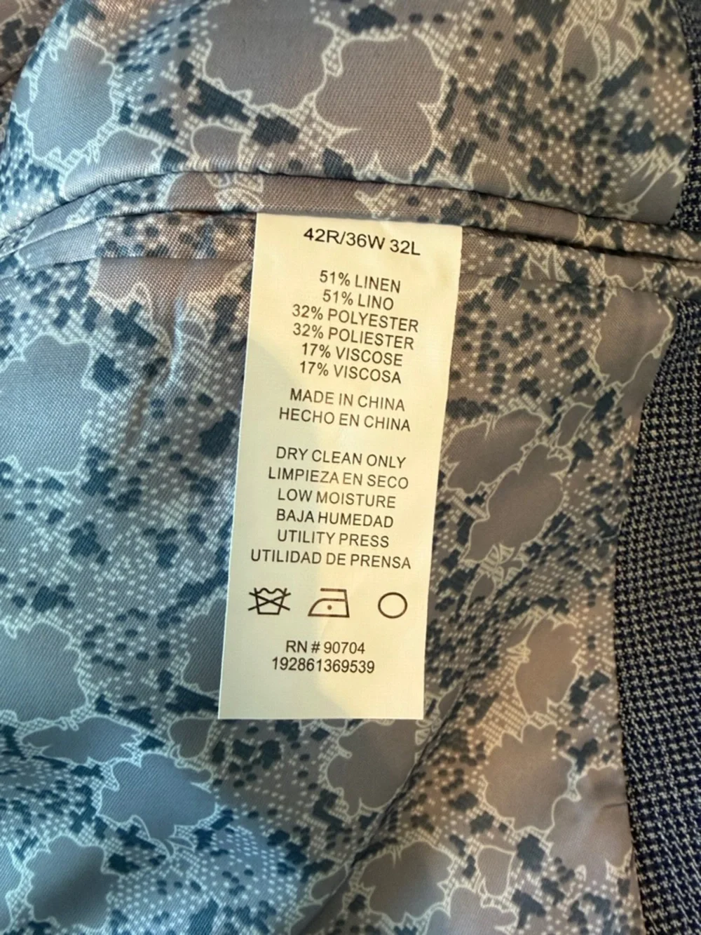 Men's Light Blue Textured Perry Ellis Suit